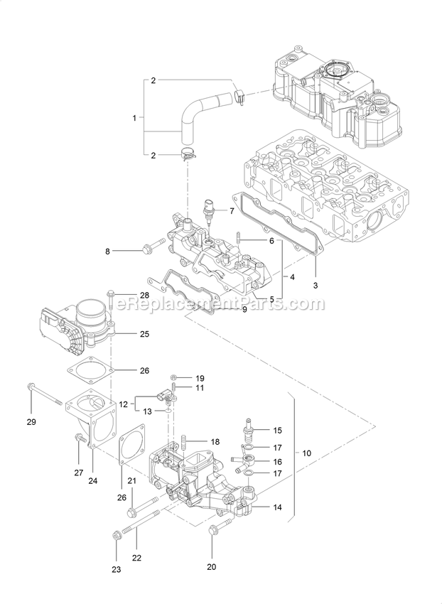 Toro 72096 (408851917-408863599) Z Master Professional 7500-D Series , With 96in Rear Discharge Riding Mower Suction Manifold Assembly Diagram
