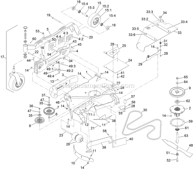 Toro 72098 (400000000-999999999) Z Master Professional 7500-D Series , With 96in Rear Discharge Riding Mower Rh Wing Deck Assembly Diagram
