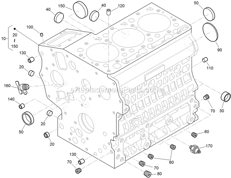Toro 72264TE (406430000-409547309) Z Master Professional 7000 , With 132cm Turbo Force Side Discharge Mower Crankcase Assembly Diagram