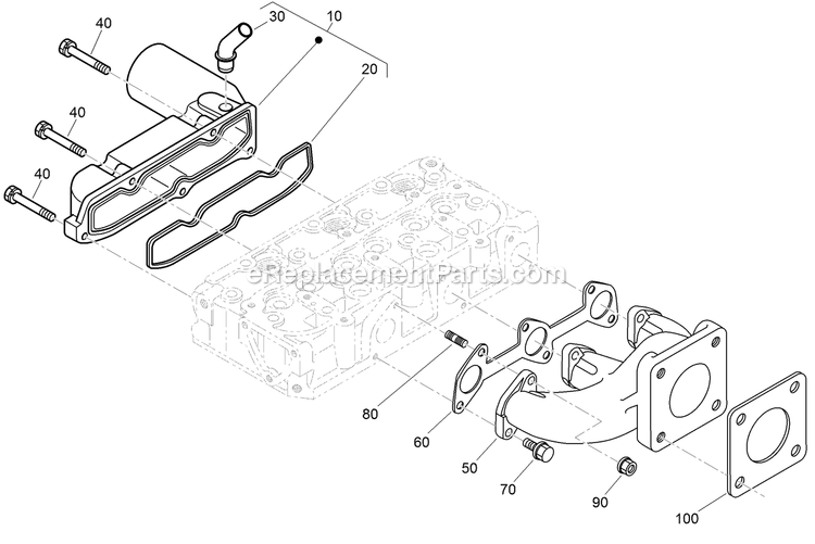 Toro 72264TE (409547310-999999999) Z Master Professional 7000 , With 132cm Turbo Force Side Discharge Mower Inlet And Exhaust Manifold Assembly Diagram