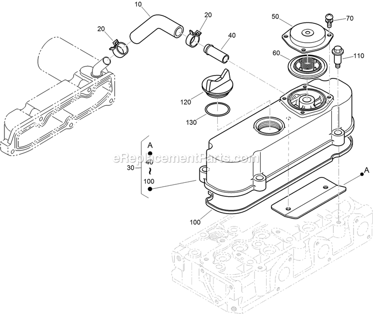Toro 72264TE (409547310-999999999) Z Master Professional 7000 , With 132cm Turbo Force Side Discharge Mower Cylinder Head Cover Assembly Diagram