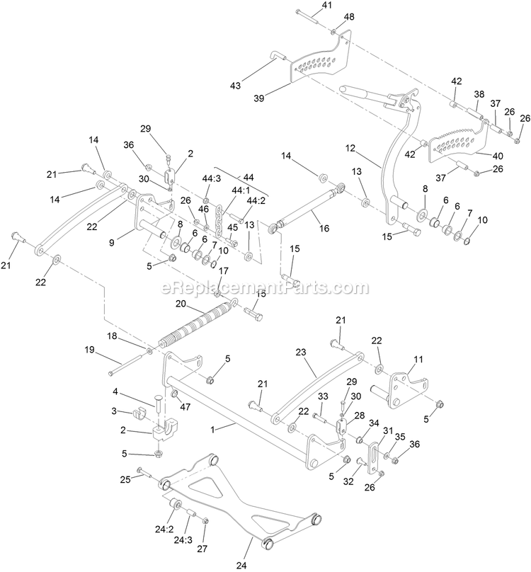 Toro 72513 (400000000-407087931) With 60in Turbo Force Cutting Unit GrandStand Mower Deck Lift Assembly Diagram