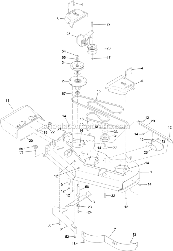 Toro 72518 (400000000-406540519) With 48in Turbo Force Cutting Unit GrandStand Mower Deck Assembly Diagram