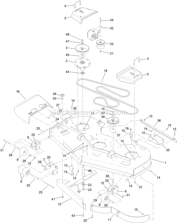 Toro 72523 (411600000-999999999) With 60in Turbo Force Cutting Unit GrandStand Multi Force Mower Deck Assembly Diagram