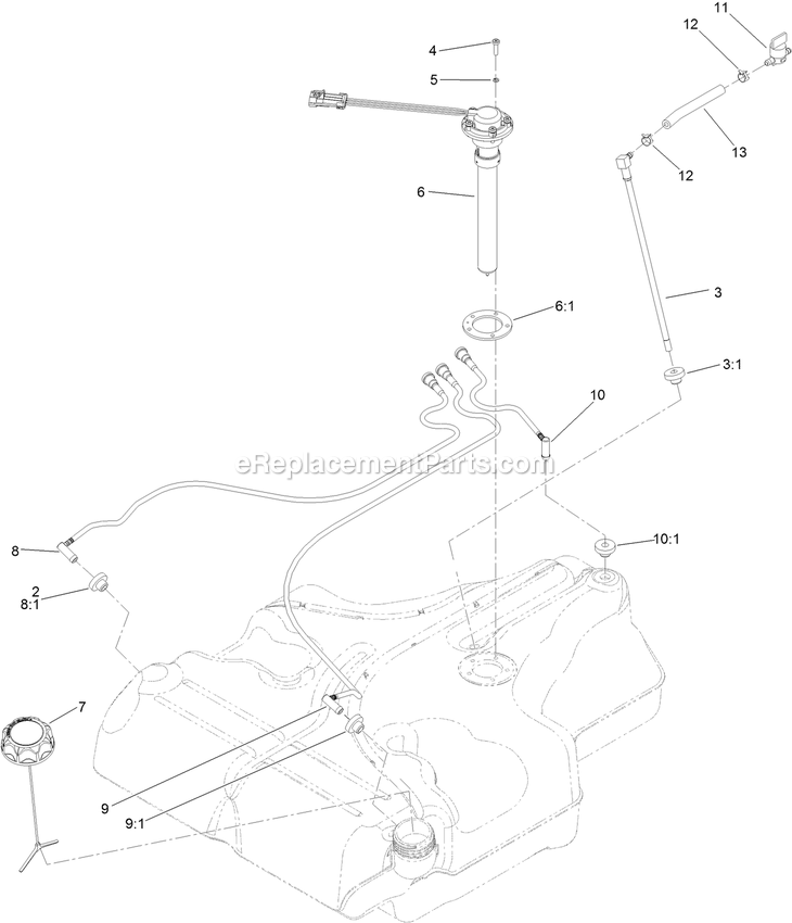 Toro 72902TE (411000000-999999999) Z Master Professional 6000 , With 122cm Turbo Force Side Discharge Mower Fuel Tank Assembly Diagram