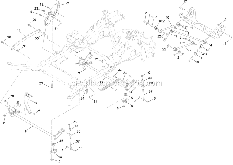 Toro 72902TE (411000000-999999999) Z Master Professional 6000 , With 122cm Turbo Force Side Discharge Mower Deck Lift Assembly Diagram
