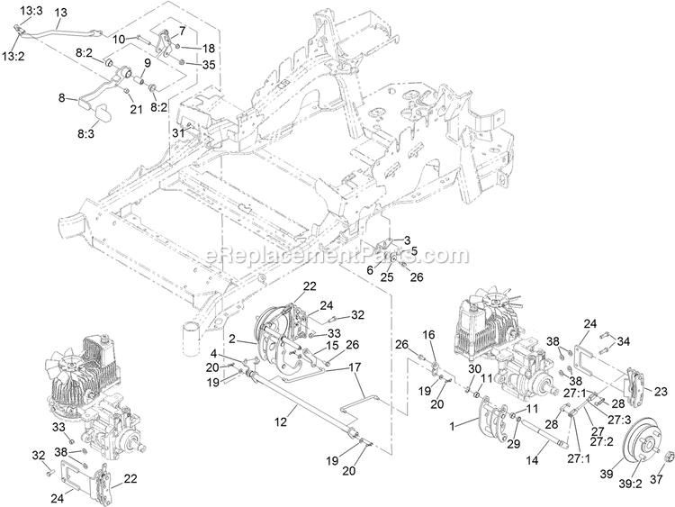 Toro 72910 (400000000-409219335) Z Master Professional 5000 , With 60in Turbo Force Side Discharge Mower Park Brake Assembly Diagram