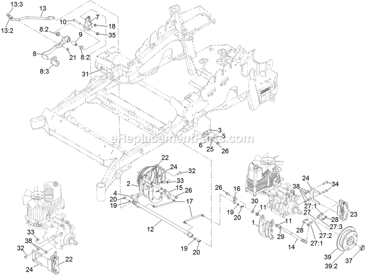 Toro 72911 (400000000-999999999) Z Master Professional 5000 , With 60in Turbo Force Side Discharge Mower Park Brake Assembly Diagram