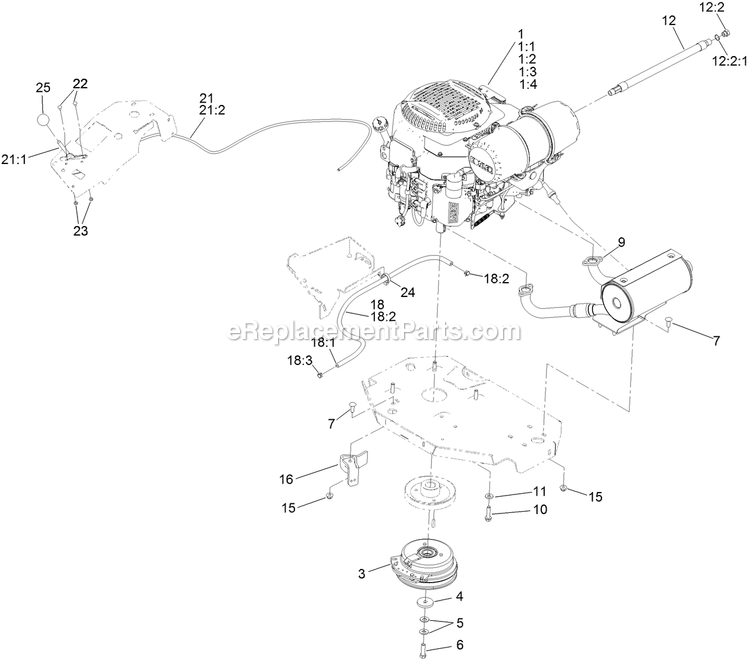 Toro 72912 (400000000-999999999) Z Master Professional 5000 , With 72in Turbo Force Side Discharge Mower Engine Assembly Diagram