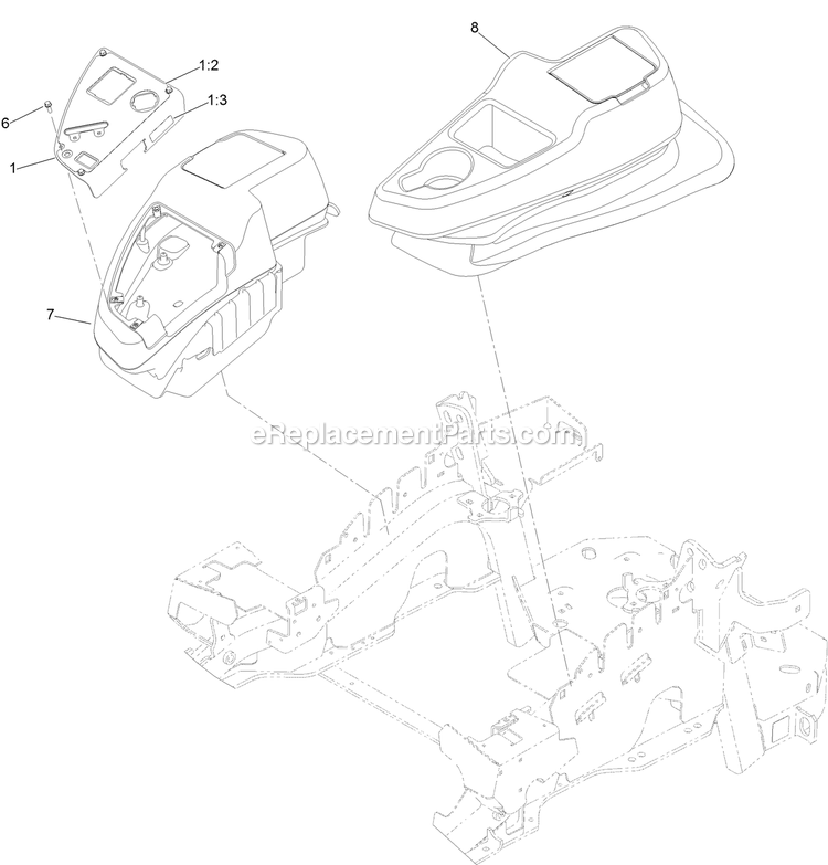 Toro 72942TE (400000000-410999999) Z Master Professional 6000 Series , With 152cm Rear Discharge Riding Mower Console Assembly Diagram