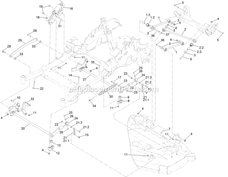 Toro 72945 (400000000-999999999) Z Master Professional 5000 Series , With 72in Rear Discharge Riding Mower Deck Lift Assembly Diagram