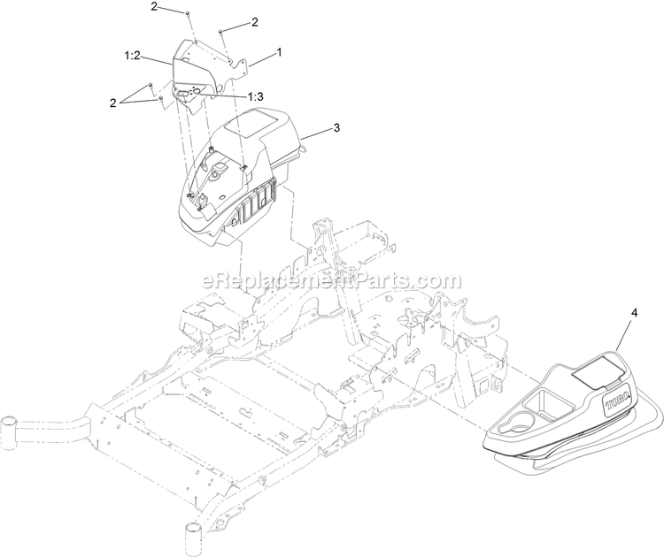 Toro 72946 (400000000-406343020) Z Master Professional 6000 , With 60in Turbo Force Side Discharge Mower Fender, Console And Control Assembly Diagram
