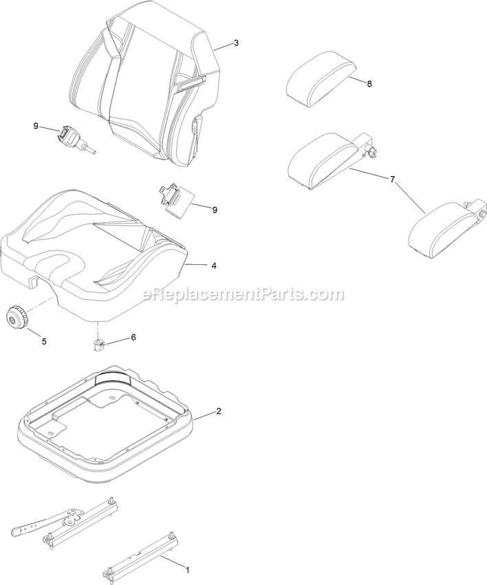 Toro 72947 (406343041-999999999) Z Master Professional 6000 , With 72in Turbo Force Side Discharge Mower Seat Assembly Diagram