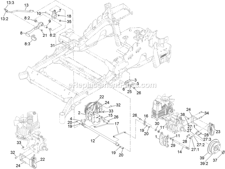 Toro 72949 (406397819-999999999) Z Master 3000 , With 52in Turbo Force Side Discharge Mower Park Brake Assembly Diagram