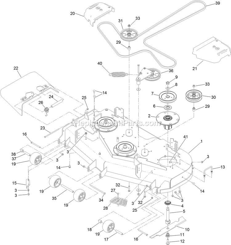 Toro 74050 (411424077-999999999) 52in Z Master 4000 Deck Assembly Diagram