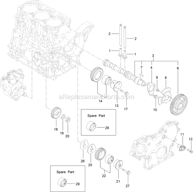 Toro 74060 (402252575-404399999) Z Master Professional 7500-D , With 60in Turbo Force Side Discharge Mower Camshaft And Driving Gear Assembly Diagram