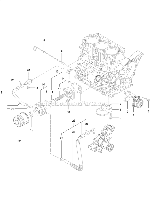 Toro 74060 (402252575-404399999) Z Master Professional 7500-D , With 60in Turbo Force Side Discharge Mower Oil Pump Assembly Diagram