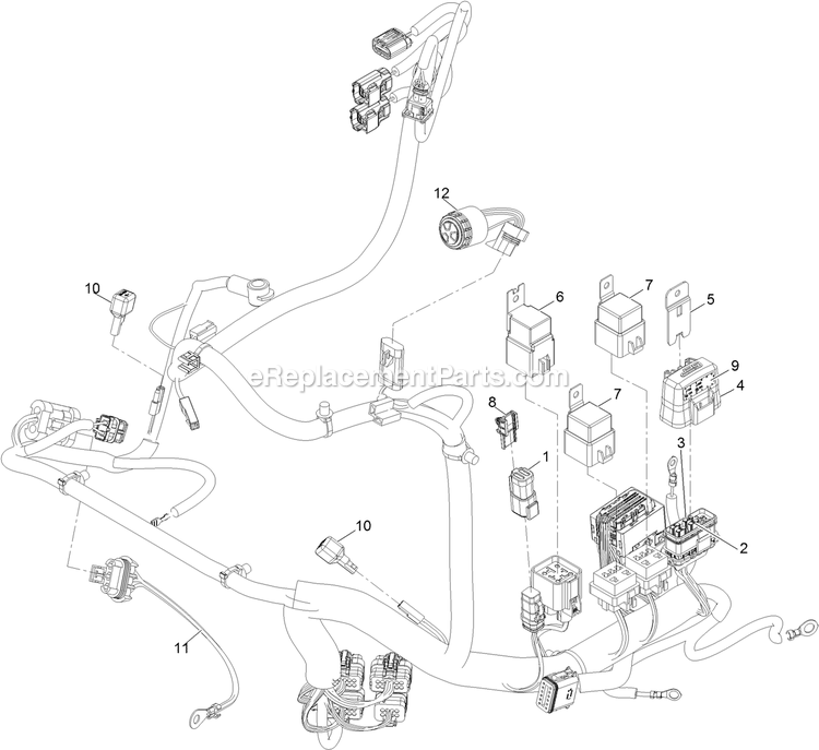 Toro 74060 (404400000-999999999) Z Master Professional 7500-D , With 60in Turbo Force Side Discharge Mower Wire Harness Assembly Diagram