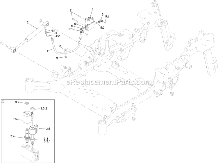 Toro 74074 (404400000-999999999) Z Master Professional 7500-D Series , With 72in Rear Discharge Riding Mower Hydraulic Lift And Fold Assembly Diagram