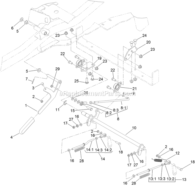Toro 74141TE (312000001-312999999)(2012) Z Master 2000 , With 48in Turbo Force Side Discharge Mower Parking Brake Assembly Diagram