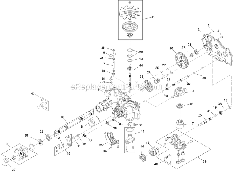 Toro 74141TE (313000001-313999999)(2013) Z Master 2000 , With 48in Turbo Force Side Discharge Mower Rh Transaxle Assembly Diagram