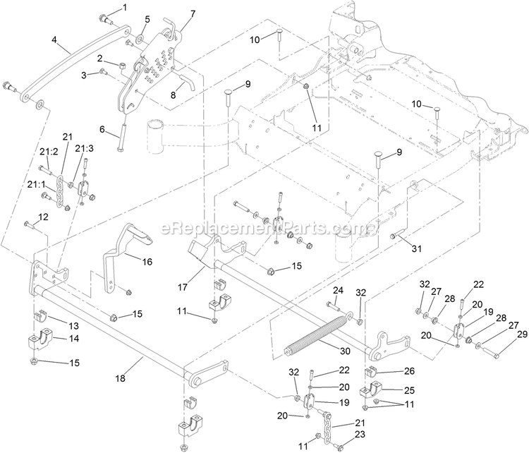 Toro 74145 (313000001-313999999)(2013) Z Master 2000 , With 60in Turbo Force Side Discharge Mower Deck Lift Assembly Diagram