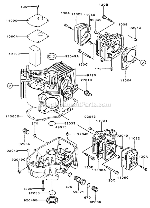 Toro 74170 (200000001-200999999)(2000) Z147 Z Master, With 44-Inch Sfs Side Discharge Mower Cylinder And Crankcase Assembly Diagram
