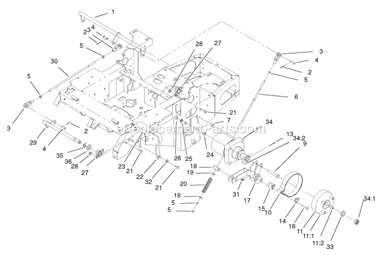 Toro 74198 (220000327-220999999)(2002) Z153 Z Master, With 52-Inch Sfs Side Discharge Mower Parking Brake System Assembly Diagram