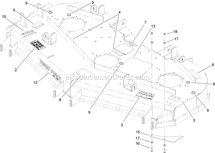 Toro 74246TE (260000001-260999999)(2006) Z557 Z Master, With 152cm Turbo Force Side Discharge Mower Deck Assembly 1 Diagram