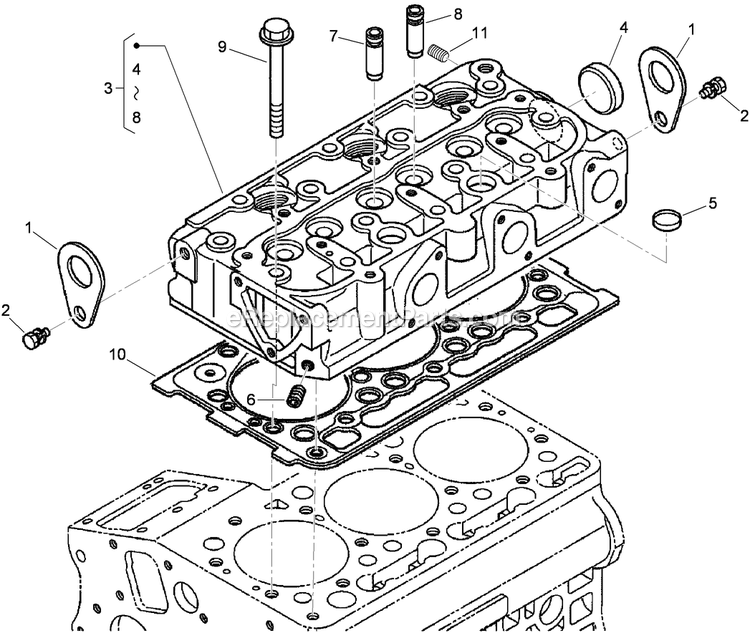Toro 74265TE (290000001-290999999)(2009) Z580-D Z Master, With 152cm Turbo Force Side Discharge Mower Cylinder Head Assembly Diagram
