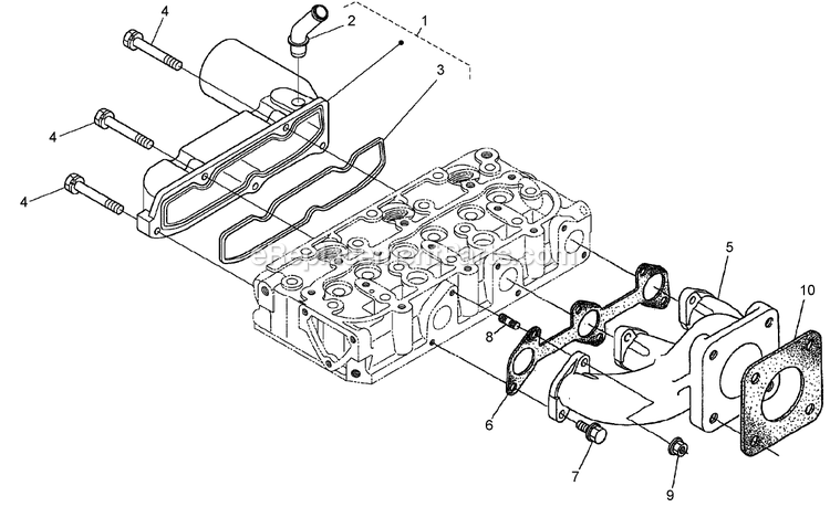 Toro 74266 (270000001-270000300)(2007) Z595-D Z Master, With 52in Turbo Force Side Discharge Mower Inlet And Exhaust Manifold Assembly Diagram