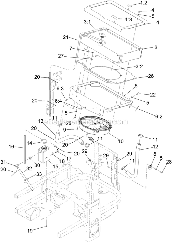 Toro 74266 (400000000-401899999) Z Master Professional 7000 , With 52in Turbo Force Side Discharge Mower Cooling System Assembly Diagram