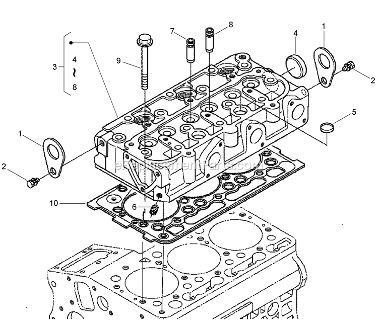 Toro 74267 (270000301-270999999)(2007) Z595-D Z Master, With 60in Turbo Force Side Discharge Mower Cylinder Head Assembly Diagram