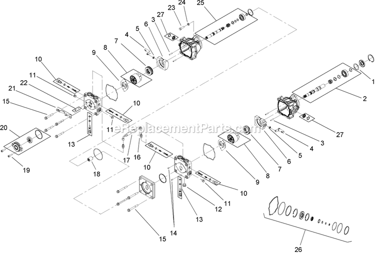 Toro 74267 (280000001-280999999)(2008) Z580-D Z Master, With 60in Turbo Force Side Discharge Mower Tandem Pump Assembly Diagram