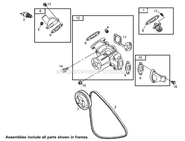 Toro 74268 (260000001-260999999)(2006) Z597-D Z Master, With 60in Turbo Force Side Discharge Mower Water Pump Assembly Diagram