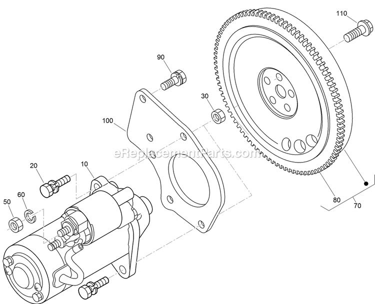 Toro 74274 (316000001-316999999)(2016) Z Master Professional 7000 , With 72in Turbo Force Side Discharge Mower Starter And Flywheel Assembly Diagram