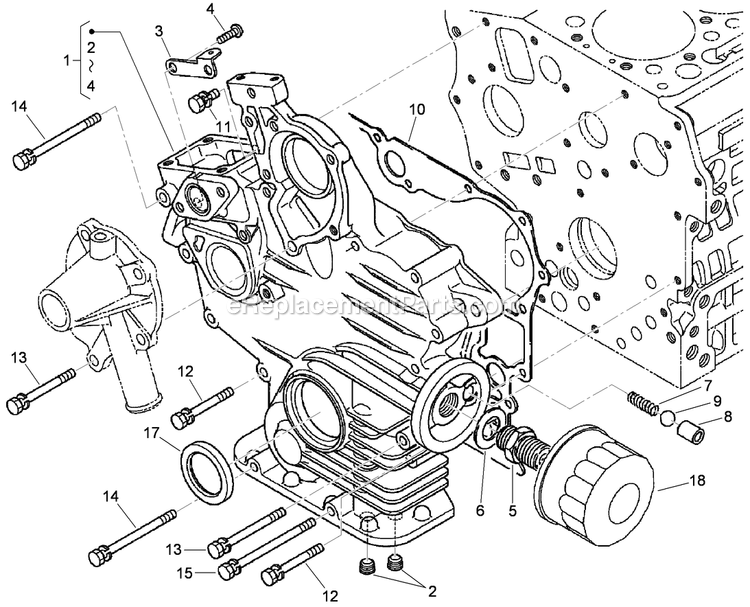 Toro 74279TE (311000001-311999999)(2011) Z580-D Z Master, With 52 Rear Discharge Mower Gear Case And Oil Filter Cartridge Assembly Diagram