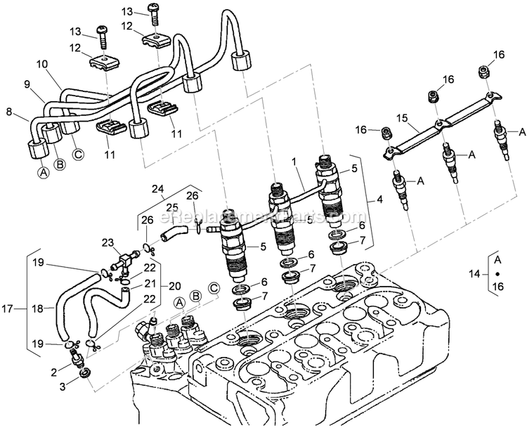 Toro 74279TE (311000001-311999999)(2011) Z580-D Z Master, With 52 Rear Discharge Mower Nozzle Holder And Glow Plug Assembly Diagram