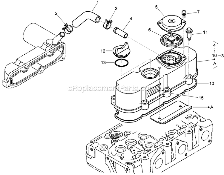 Toro 74279TE (311000001-311999999)(2011) Z580-D Z Master, With 52 Rear Discharge Mower Cylinder Head Cover Assembly Diagram