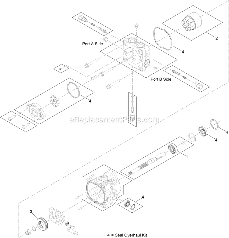 Toro 74310 (316000001-316999999)(2016) Z Master 8000 Series , With 42in Direct-Collect Cutting Unit Riding Mower Hydraulic Pump Assembly Diagram