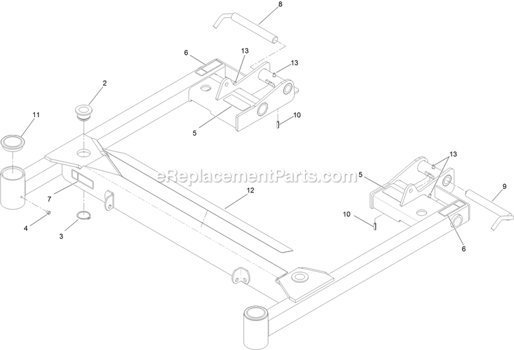 Toro 74311TE (405700000-999999999) Z Master 8000 Series , With 122cm Cutting Unit Riding Mower Deck Support With Decals Assembly Diagram