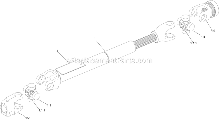 Toro 74312 (316000001-316999999)(2016) Z Master 8000 Series , With 48in Direct-Collect Cutting Unit Riding Mower Drive Shaft Assembly Diagram