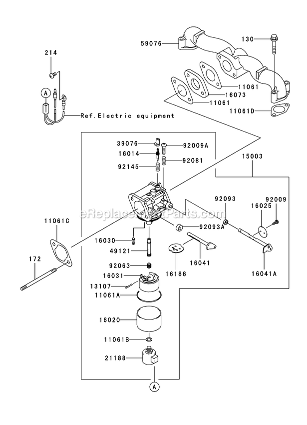 Toro 74411 (260000001-260999999)(2006) Z149 Z Master, With 44in Sfs Side Discharge Mower Carburetor Assembly Diagram