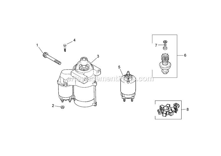 Toro 74412 (250000001-250005000)(2005) Z400 Z Master, With 48in 7-Gauge Side Discharge Mower Starting System Assembly Diagram