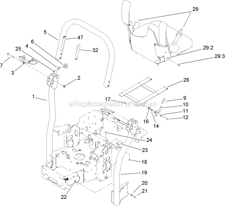 Toro 74414 (260000001-260999999)(2006) Z450 Z Master, With 52in Turbo Force Side Discharge Mower Roll-Over-Protection-System Assembly 2 Diagram