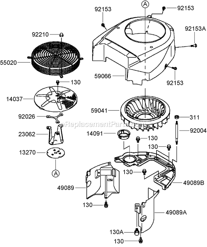 Toro 74449 (290000001-290999999)(2009) Z400 Z Master, With 52in 7-Gauge Side Discharge Mower Cooling Equipment Assembly Diagram