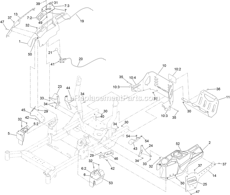 Toro 74451 (403350824-999999999) 52in Titan Hd 1500 Control Console And Guard Assembly Diagram