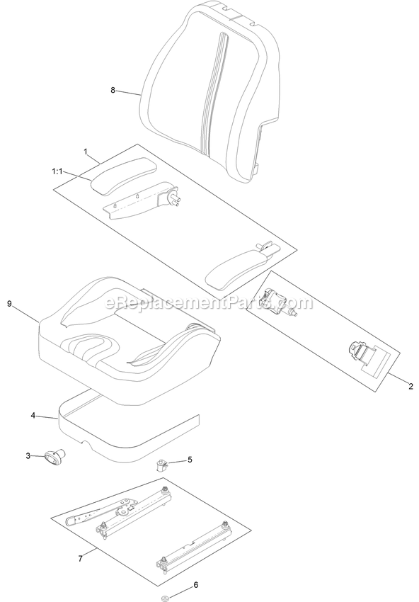 Toro 74463 (400000000-402099999) Titan Hd 2000 Series With 60in Rear-Discharge Deck Riding Mower Seat Assembly Diagram