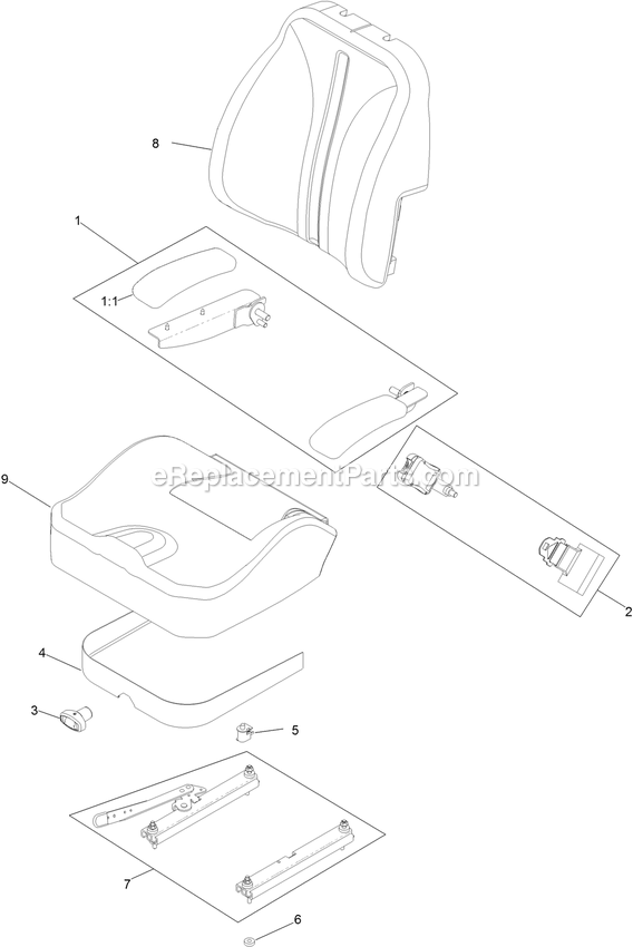 Toro 74470 (402100000-403351043) 48in Titan Hd 2500 Seat Assembly Diagram