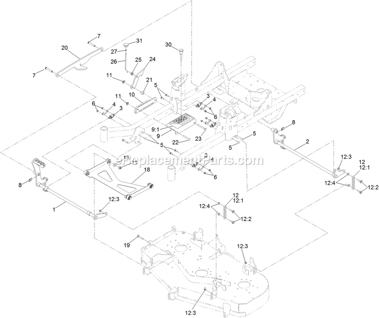 Toro 74470 (403351044-404314999) 48in Titan Hd 2500 Deck Lift Assembly Diagram